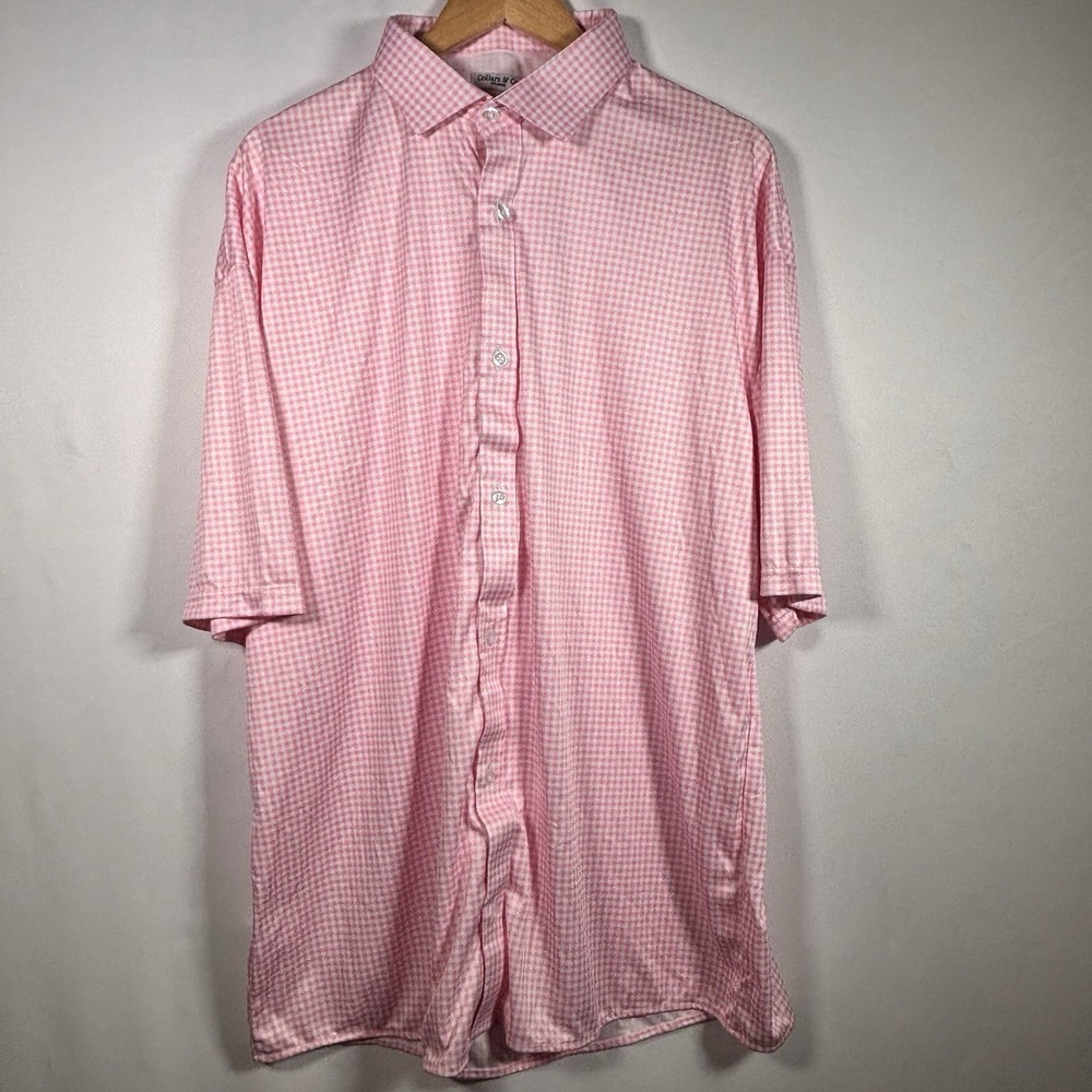 Collars And Co Button Up Shirt Mens 2XL Business Casual Office Gingham XXL Check